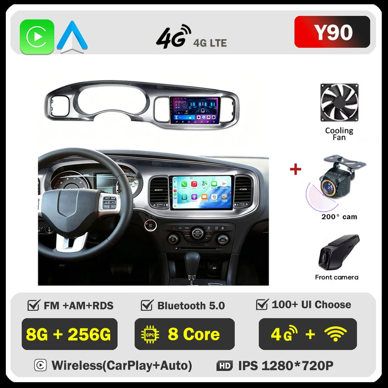 Autoradio Android Dodge Charger 2011-2014 Écran QLED 9 pouces CarPlay GPS Navigation