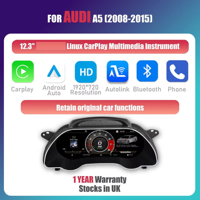 Tableau de Bord Numérique CarPlay Audi A5 S5 RS5