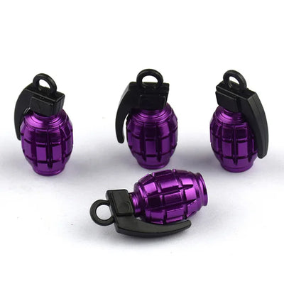 Bouchons de Valve Universels Grenade Aluminium Anti-Poussière