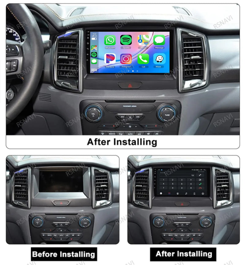 Autoradio Android 15 Ford Everest et Ranger 2015-2018 CarPlay Sans Fil GPS 4G