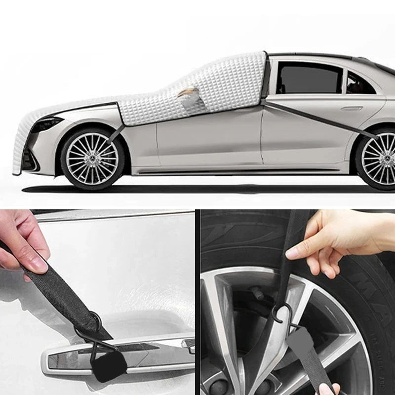 Demi-Housse Voiture Aluminium Pare-Brise et Toit 3 Couches