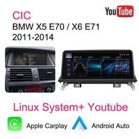 Autoradio Android BMW X5 E70 X6 E71 CarPlay — vue de trois quarts