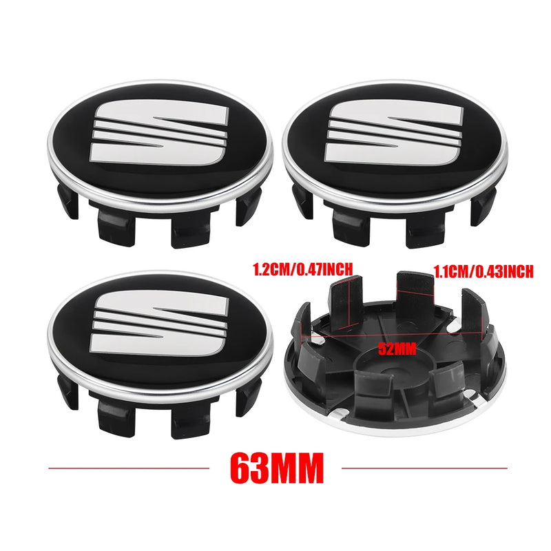 Cache-Moyeux Seat Leon Ibiza Ateca Cupra 55mm 63mm — gros plan