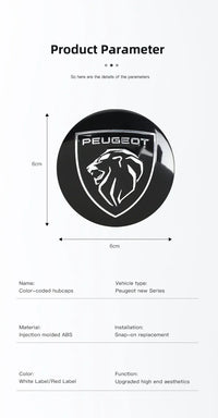 Cache-Moyeux Peugeot 60 mm, Lot de 4, Lion Noir, Argent ou Nouveau Blason, 206 à 508, 2008, 3008, 5008