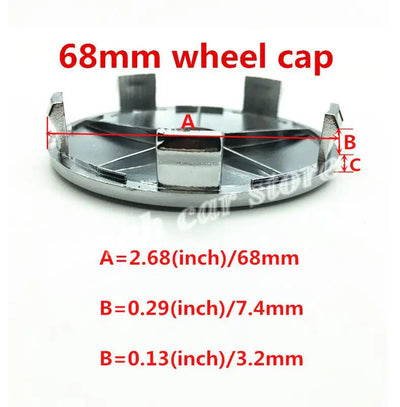 Emblèmes Cache-Moyeux 3D 56mm 60mm 68mm 4 Pièces