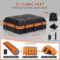 Sac de Toit Voiture 595 L Étanche 21 Pieds Cubes avec 6 Sangles et Fond Antidérapant