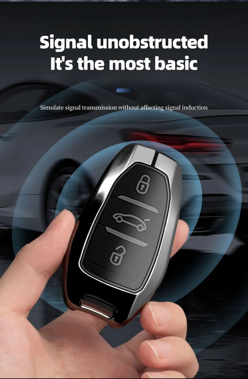Étui de Protection Clé Citroën C1 C2 C3 C4 C5 C6 VTS Xsara C-Crosser Berlingo Jumpy Alliage de Zinc Noir ou Bleu