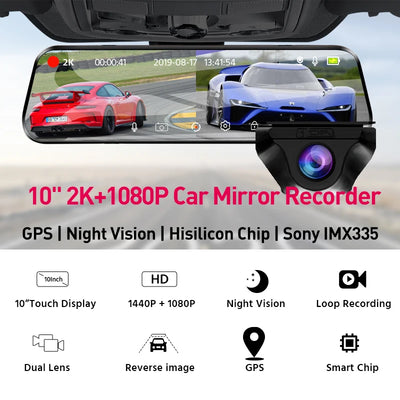 Dashcam Miroir E-ACE A37 2K Écran Tactile