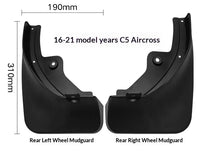 Garde-Boue Citroën C5 Aircross 2016-2021 Jeu de 4 Bavettes Avant et Arrière en PP Souple