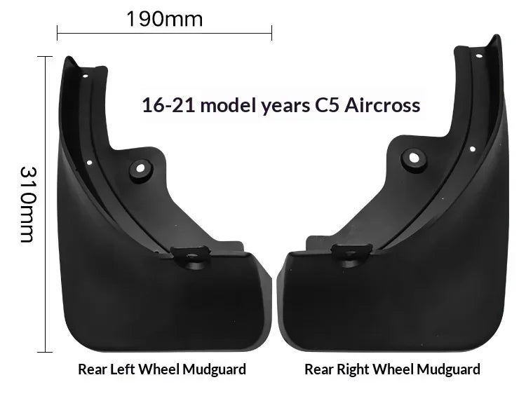 Garde-Boue Citroën C5 Aircross 2016-2021 Jeu de 4 Bavettes Avant et Arrière en PP Souple