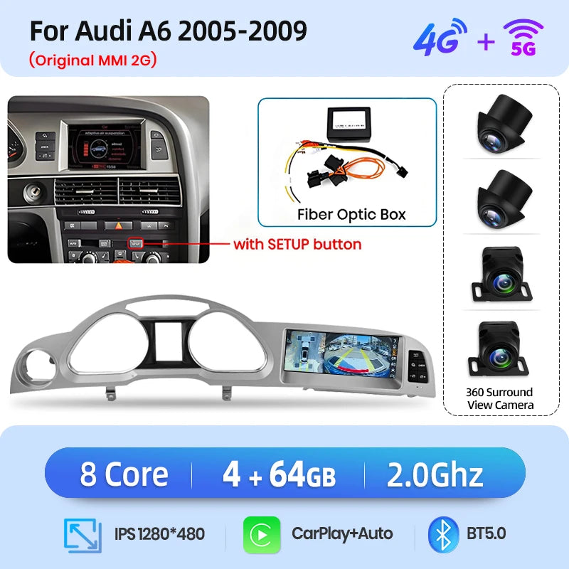 Autoradio Junsun Caméra 360 Audi A6 C6 4F 2005-2011 — détail du support