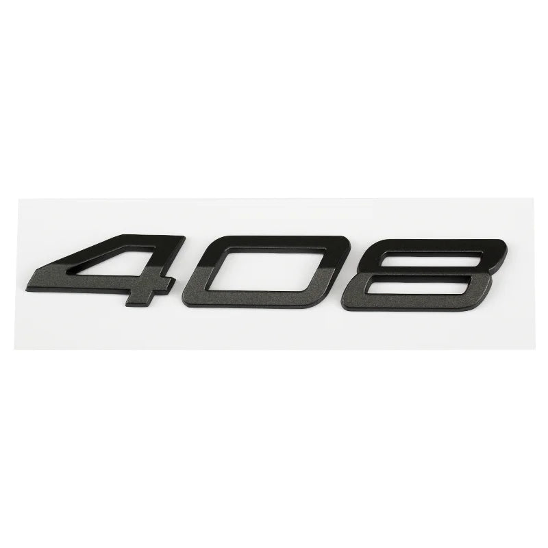 Logo Peugeot 208, 308, 408, 408X, 508 et 508L en ABS 3D, Emblème Lettres de Coffre Noir Brillant, Argent ou Gris