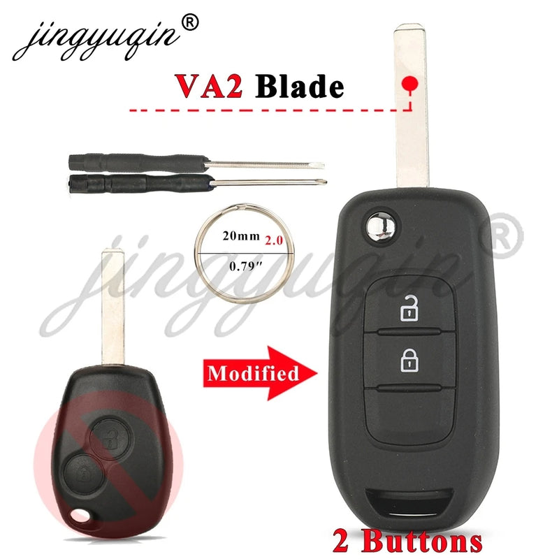 Coque de Clé Renault Pliable Modifiée 2 ou 3 Touches Clio Mégane Duster Kangoo Twingo Sandero Logan Vivaro
