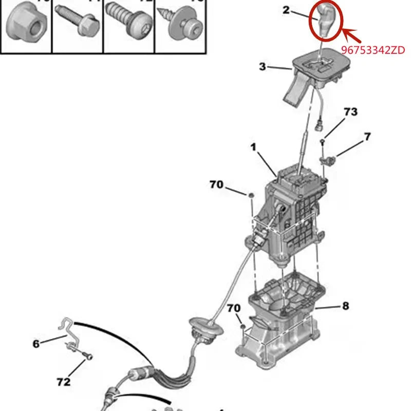 Pommeau de Vitesse Peugeot 208 3008 5008 Citroën C4 DS5 Boîte Automatique, Noir et Argent 96753342ZD