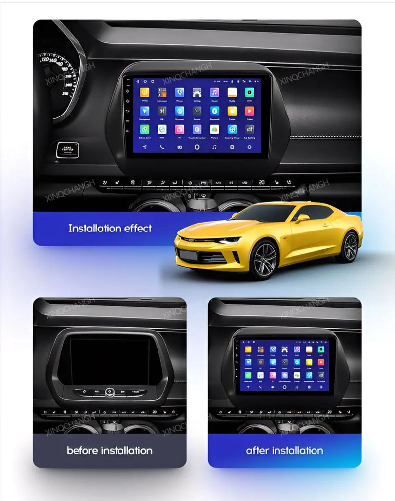 Autoradio Android 17 Chevrolet Camaro 2015-2023 Écran QLED 9 pouces CarPlay Qualcomm GPS 4G