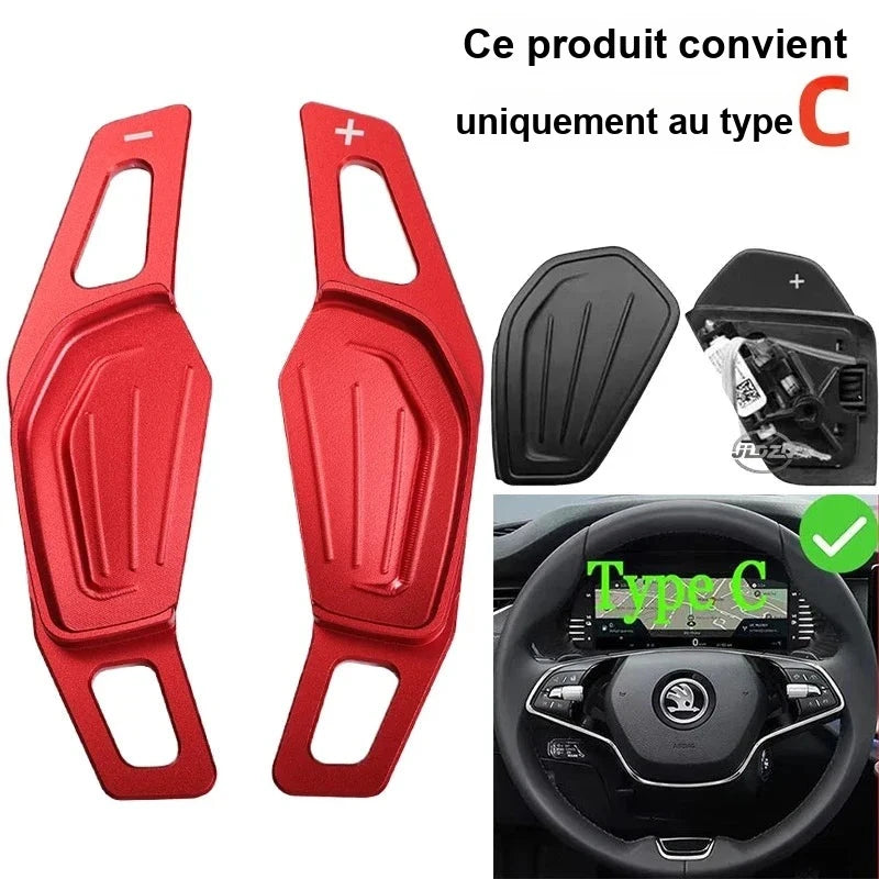 Palettes au Volant Skoda Octavia MK4 Enyaq Karoq Kodiaq Aluminium Grand Format