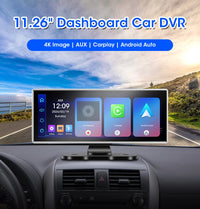 Dashcam 4K Écran CarPlay Sans Fil 11,26 ou 10,26 Pouces Double Caméra