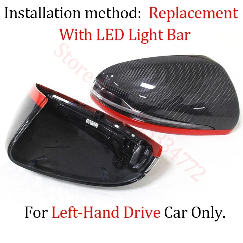 Coque de Rétroviseur Mercedes Classe C W205, E W213, S W222, GLC X253, GLA, GLB, EQA, EQB, EQC en Carbone Véritable, 8 Styles