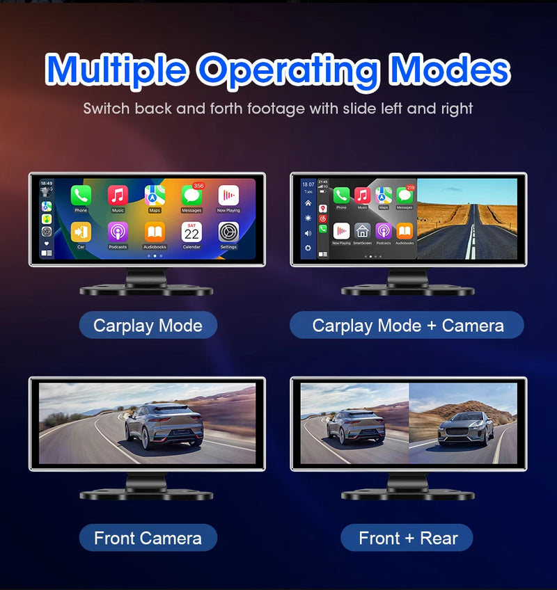 Dashcam 4K Écran CarPlay Sans Fil 11,26 ou 10,26 Pouces Double Caméra