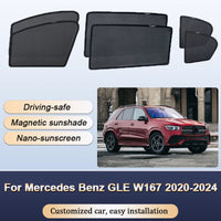Pare-Soleil Magnétique Mercedes GLE W167 2020-2024 Vitres Latérales Rideaux Isolation Thermique
