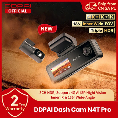 Dashcam DDPAI N4T Pro 3 Canaux 4K HDR