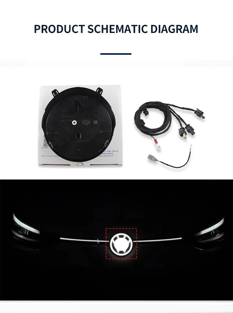 Illuminated logo for Volkswagen ID3, illuminated front emblem, LED logo light, ID3 badge light, illuminated grille logo