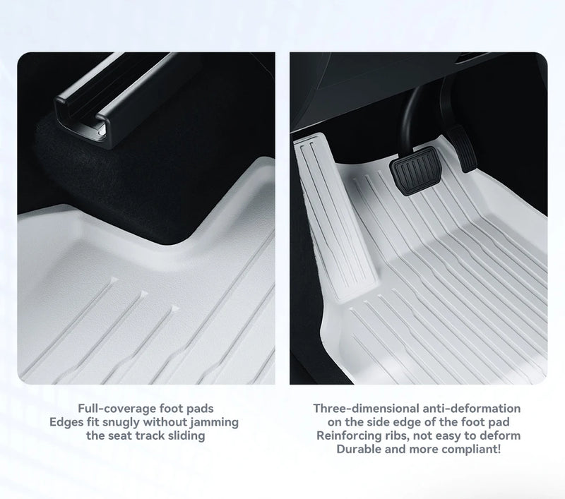 Tapis de Sol Tesla Model Y Juniper 2025-2026 TPE Blanc Moquette Noire