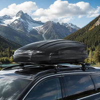 Coffre de Toit 340 L Rigide en ABS Ouverture Double Face avec 2 Sangles Renforcées pour Berlines et SUV