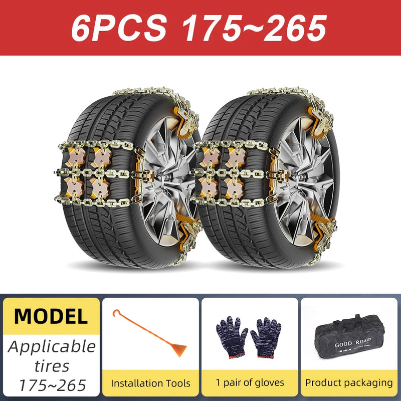 Chaînes à Neige Voiture Griffes d'Acier 175-265 mm Tendeur Automatique