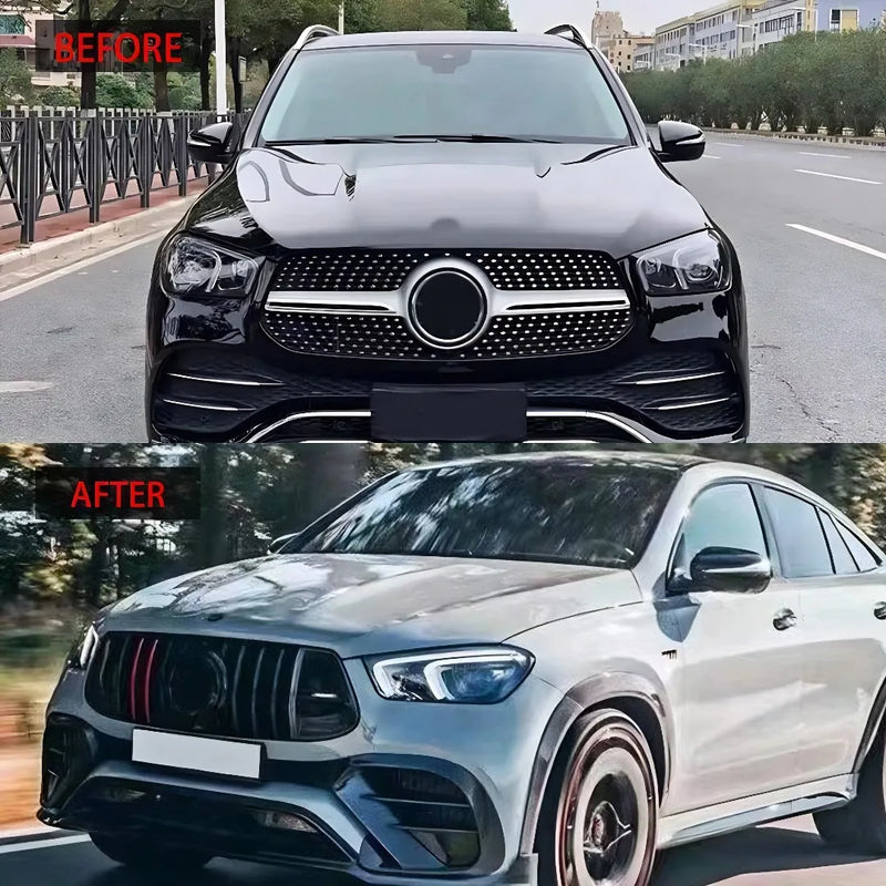 Calandre Mercedes GLE W167 2020-2023 Style Panamericana Noir Carbone Rouge
