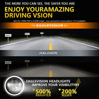 Phares LED 7 Pouces Halo Rouge Angel Eyes H4 Jeep Wrangler Universel