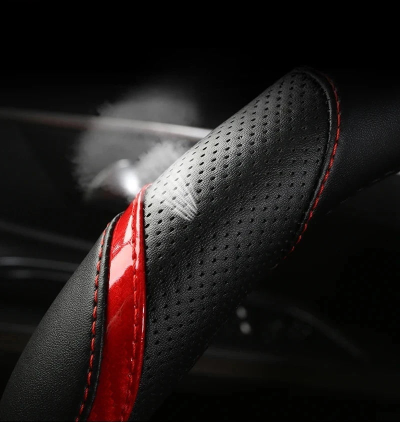 Couvre Volant Peugeot 208 308 2008 Forme D Cuir Bandes Laquées