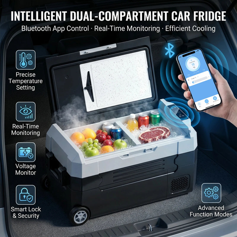 Réfrigérateur de Voiture Podofo 35 L 45 L 55 L Glacière Électrique à Compresseur avec Application et Roues