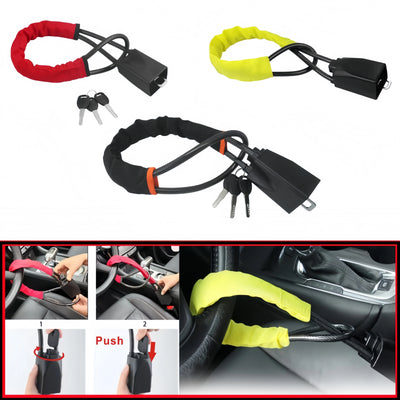 Antivol de Volant Voiture Câble Acier 3 Clés