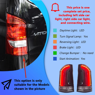 Feux Arrière LED Mercedes Vito W447 2016-2024 Dynamique