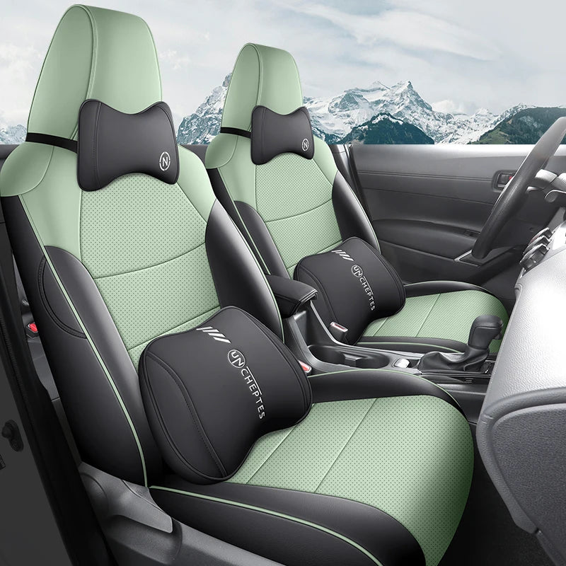 Housses de Siège Cuir Toyota RAV4 2020-2023 Sur Mesure 5 ou 9 Pièces Orange Vert Gris Noir