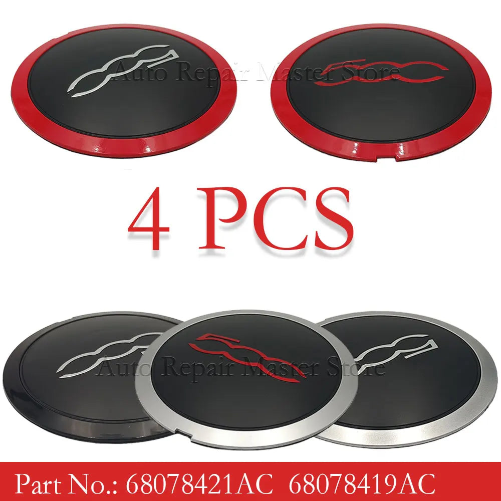 Cache-Moyeux Fiat 500 133mm Anti-Poussière Kit 4