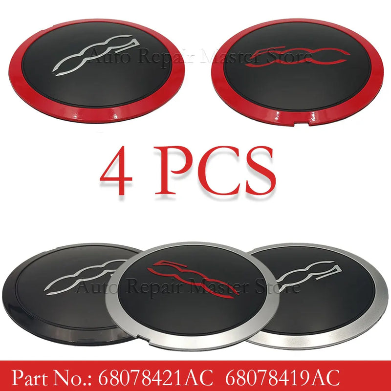 Cache-Moyeux Fiat 500 133mm Anti-Poussière Kit 4