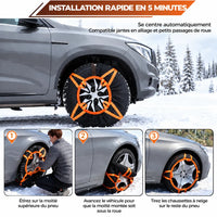 Chaussettes à Neige Voiture Antidérapantes Bandes Réfléchissantes et Boucles de Traction