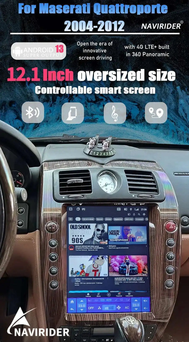 Autoradio Android 14 Écran Vertical 12,1 Pouces Maserati Quattroporte 2004-2012 CarPlay GPS