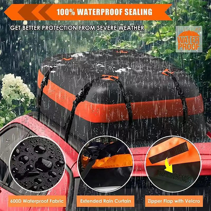 Sac de Toit de Voiture en Tissu Oxford Imperméable 112 x 88 x 44 cm pour SUV, Camion et Remorque