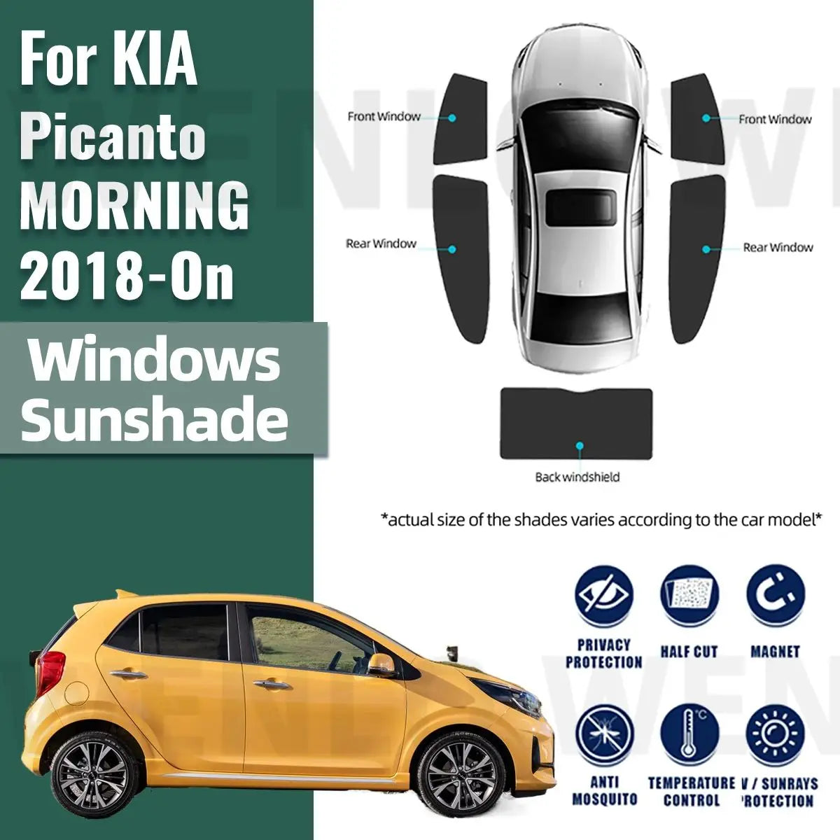 Pare-Soleil Magnétique Sur Mesure Kia Picanto 2018-2024