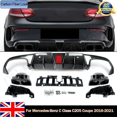 Diffuseur Carbone et Embouts Noirs Mercedes C205 Coupé