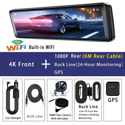 Dashcam Miroir 11,26 Pouces 4K IPS GPS