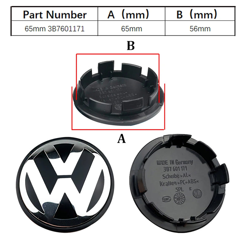 Cache-Moyeux Volkswagen VW Golf Polo Passat 55mm 76mm — détail de fixation