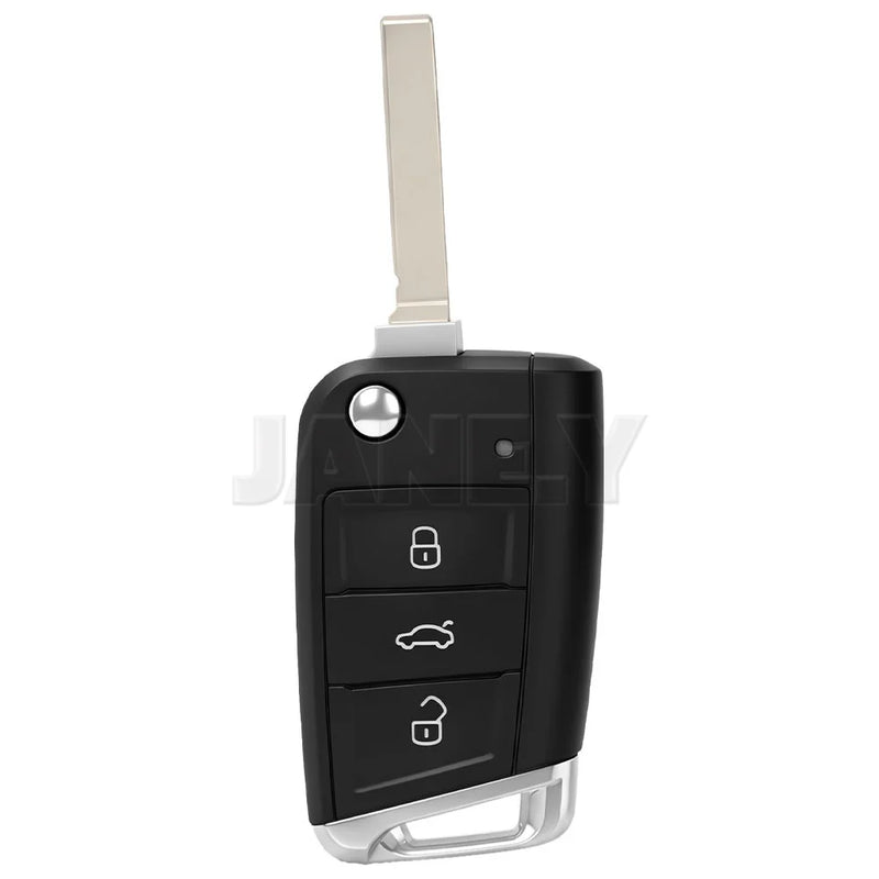 Coque de Clé Volkswagen Golf 7 Polo Tiguan Touran Seat Skoda MQB 3 Touches HU66 ou HU162T