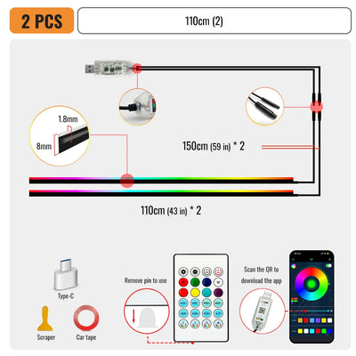 Éclairage d'Ambiance LED RGB Acrylique 110 cm Intérieur
