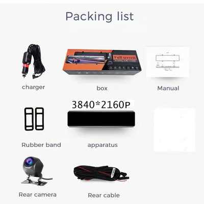 Dashcam Miroir 12 Pouces 4K DUTRIEUX Wi-Fi