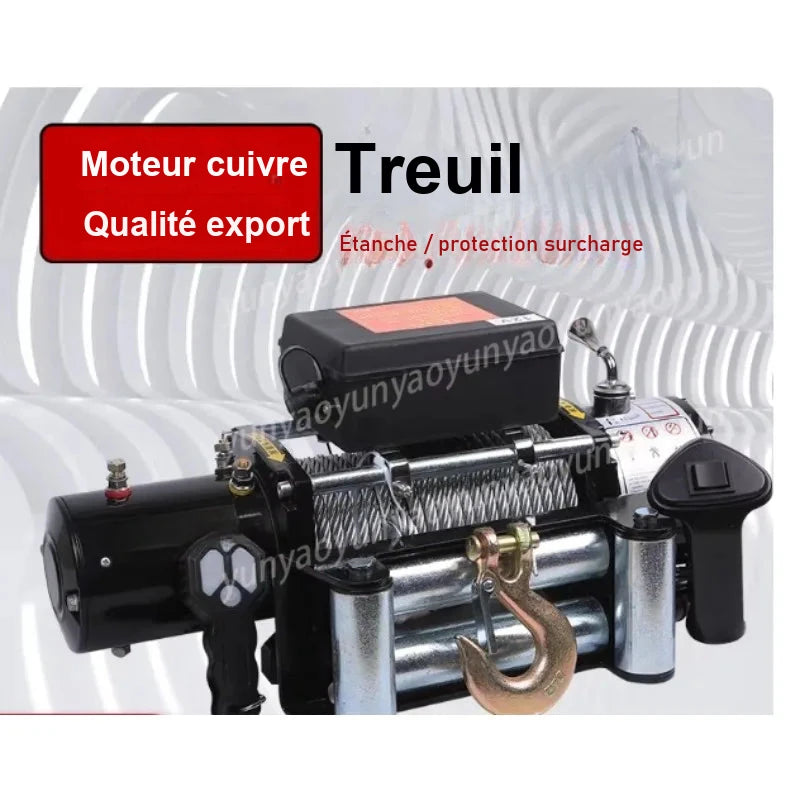 Treuil Électrique 3000 lbs 12V Poulie de Mouflage