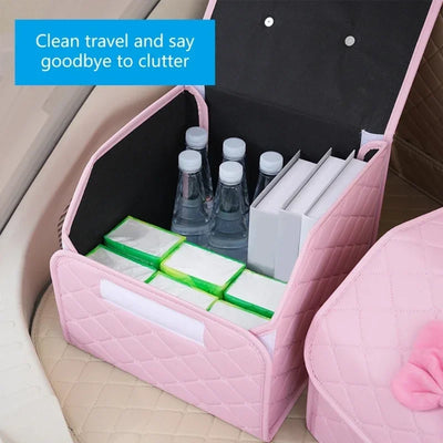 Boîte de Rangement de Coffre Voiture Pliable Cuir